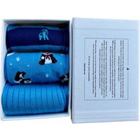 Swole Panda Blue Skiing Panda Sock Box - 3 Pairs of Bamboo Socks (His). Sustainable Sock Gift Box