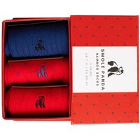 Swole Panda Red and Blue Sock Box - 3 Pairs of Bamboo Socks (His). Sustainable Sock Gift Box