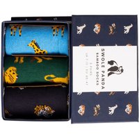Swole Panda Safari Sock Box - 3 Pairs of Bamboo Socks (His). Sustainable Sock Gift Box