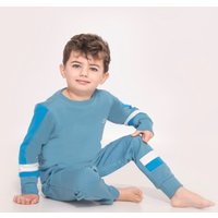 Luca And Rosa Boys Blue Jersey Lounge Set in Organic Cotton. Sustainable Boys' Clothes