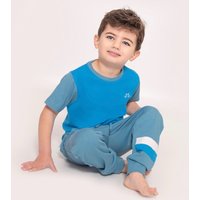 Luca And Rosa Boys Blue Jersey Lounge Tee in Organic Cotton. Sustainable Baby Clothes