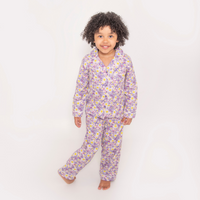 Luca And Rosa Dizzy Daisy Print Girls Button Pyjamas. Sustainable Girls' Clothes