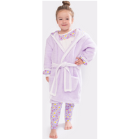 Luca And Rosa Dizzy Daisy Print Girls Dressing Gown Lilac. Sustainable Girls' Clothes