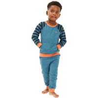 Luca And Rosa Forest Green Striped Organic Cotton Lounge Set. Sustainable Boys' Clothes