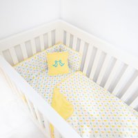 Luca And Rosa Little Ducks Baby Luxury Cot Bedding Set in Organic Cotton. Sustainable Baby Clothes