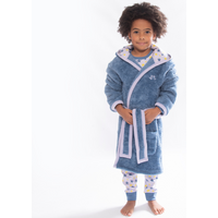 Luca And Rosa Shining Stars Print Dressing Gown Navy. Sustainable Boys' Clothes