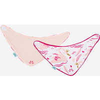 Luca And Rosa Swan Princess Print Girls Set of 2 Dribble Bibs. Sustainable Baby Clothes