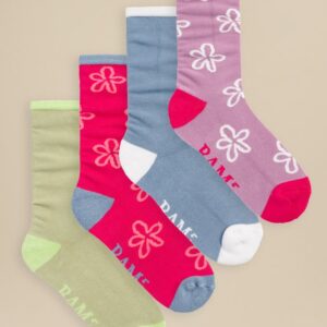 BAM Bamboo Clothing Bamboo Classic Patterned Socks Kennerleigh - 4 Pack - UK Size 4-7
