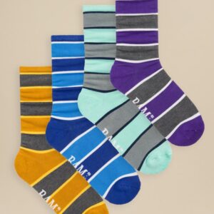BAM Bamboo Clothing Bamboo Rugby Strip Socks - 4 Pack - UK Size 8-11