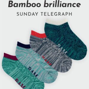 BAM Bamboo Clothing Bamboo Trainer Socks Blues/Green 4 Pack - UK Size 4-7