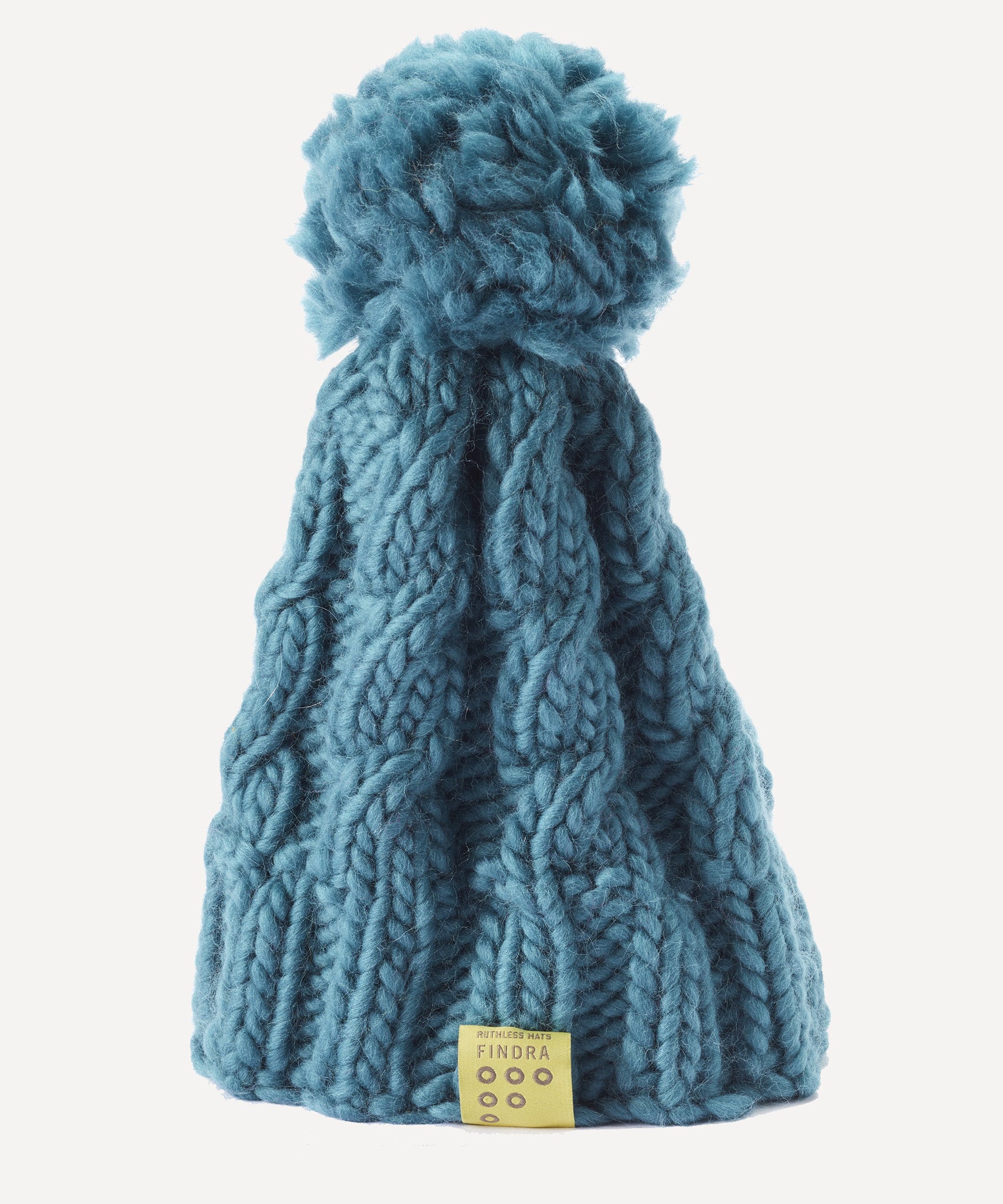 FINDRA Clothing FINDRA  100% Merino Cable Bobble Hat Duck Egg