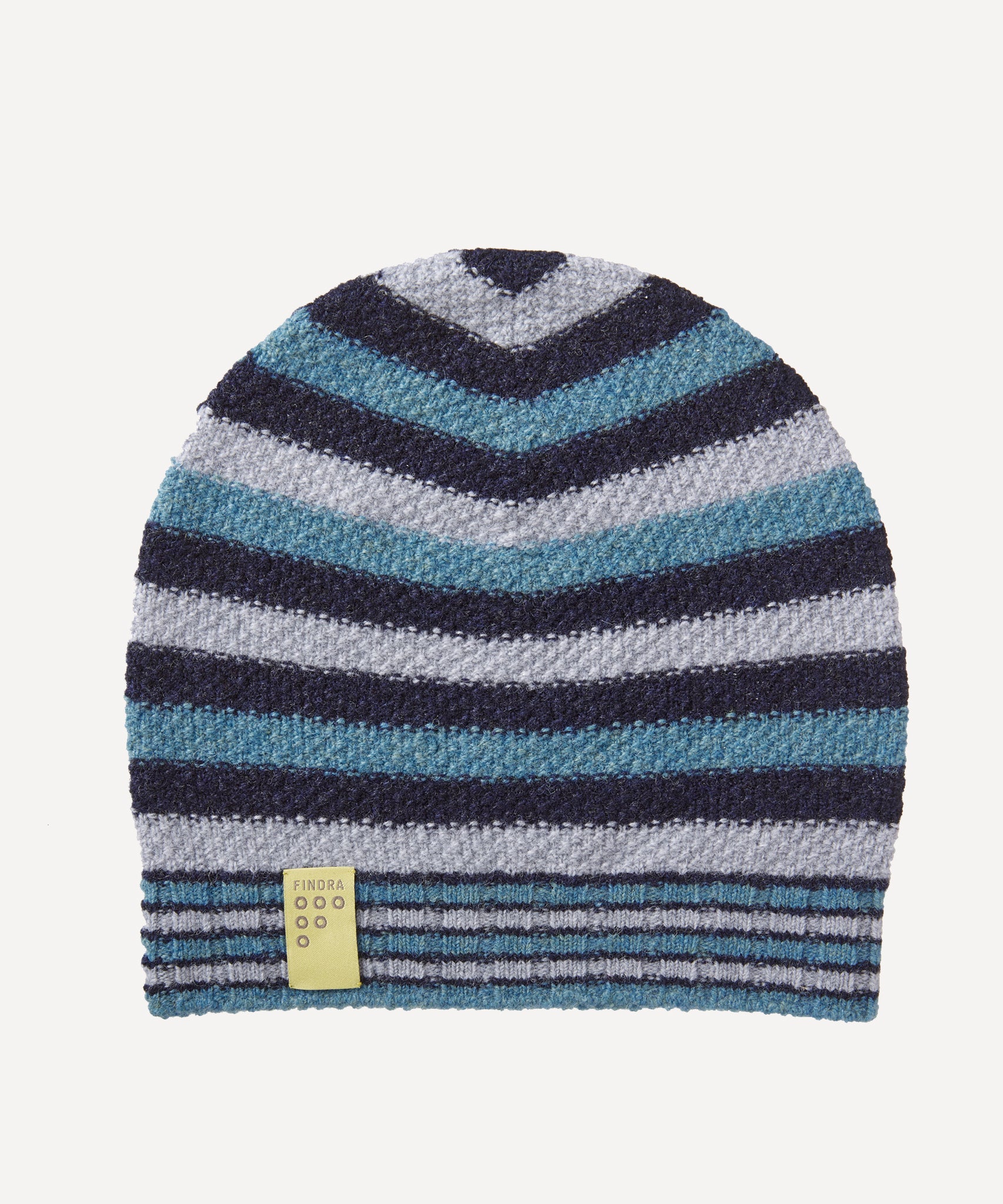 FINDRA Clothing FINDRA  Betty Stripe Lambswool Beanie Barracuda/Oxford Blue/Seal