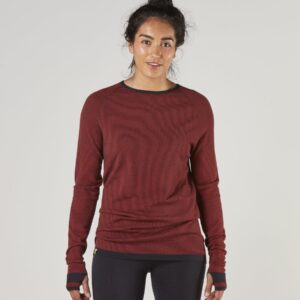 FINDRA Clothing FINDRA  Linton Merino Stripe Base Layer - Relaxed Fit Size XXL Charcoal/Russet