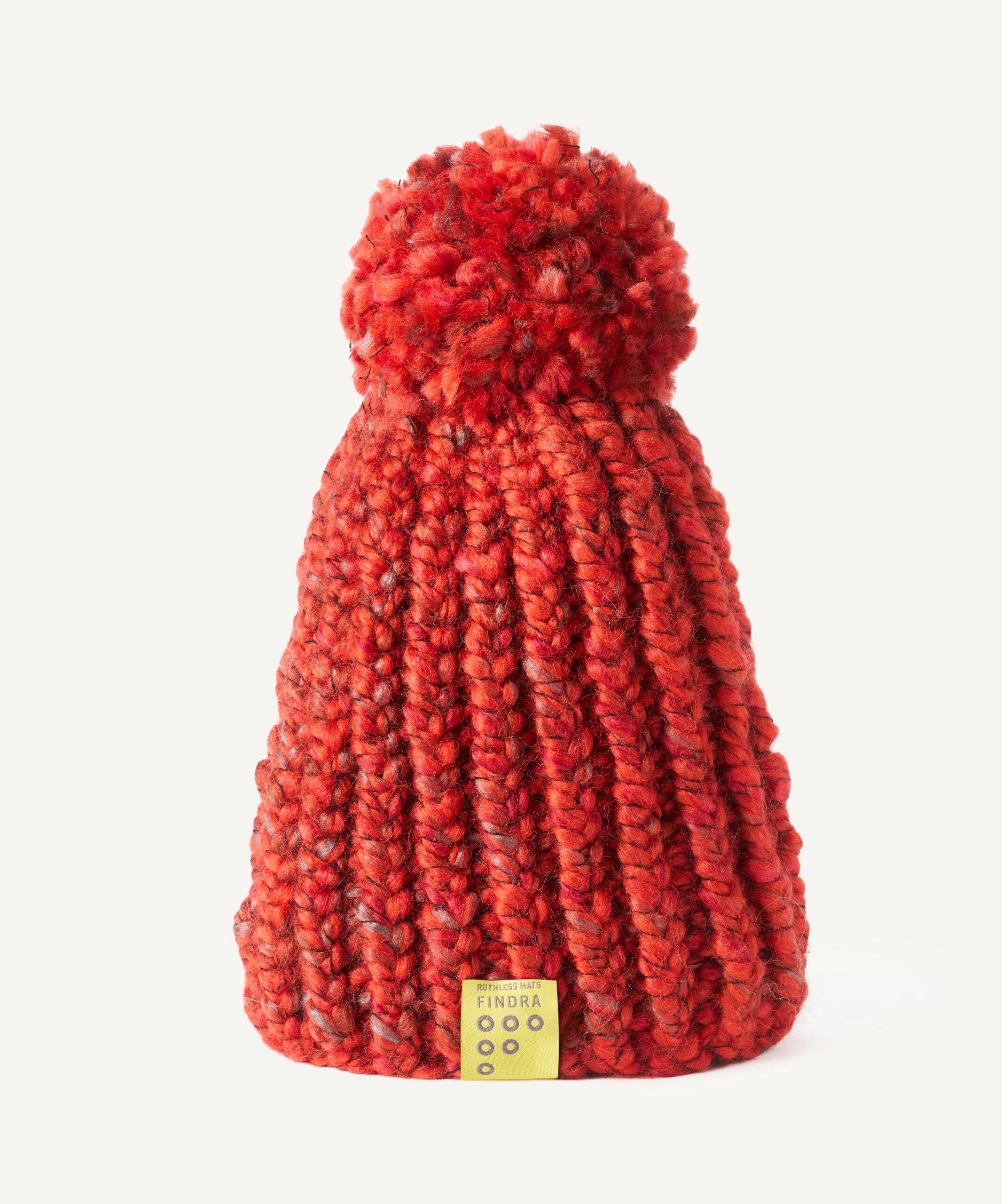 FINDRA Clothing FINDRA  Merino Blend Ribbed Bobble Hat Inferno