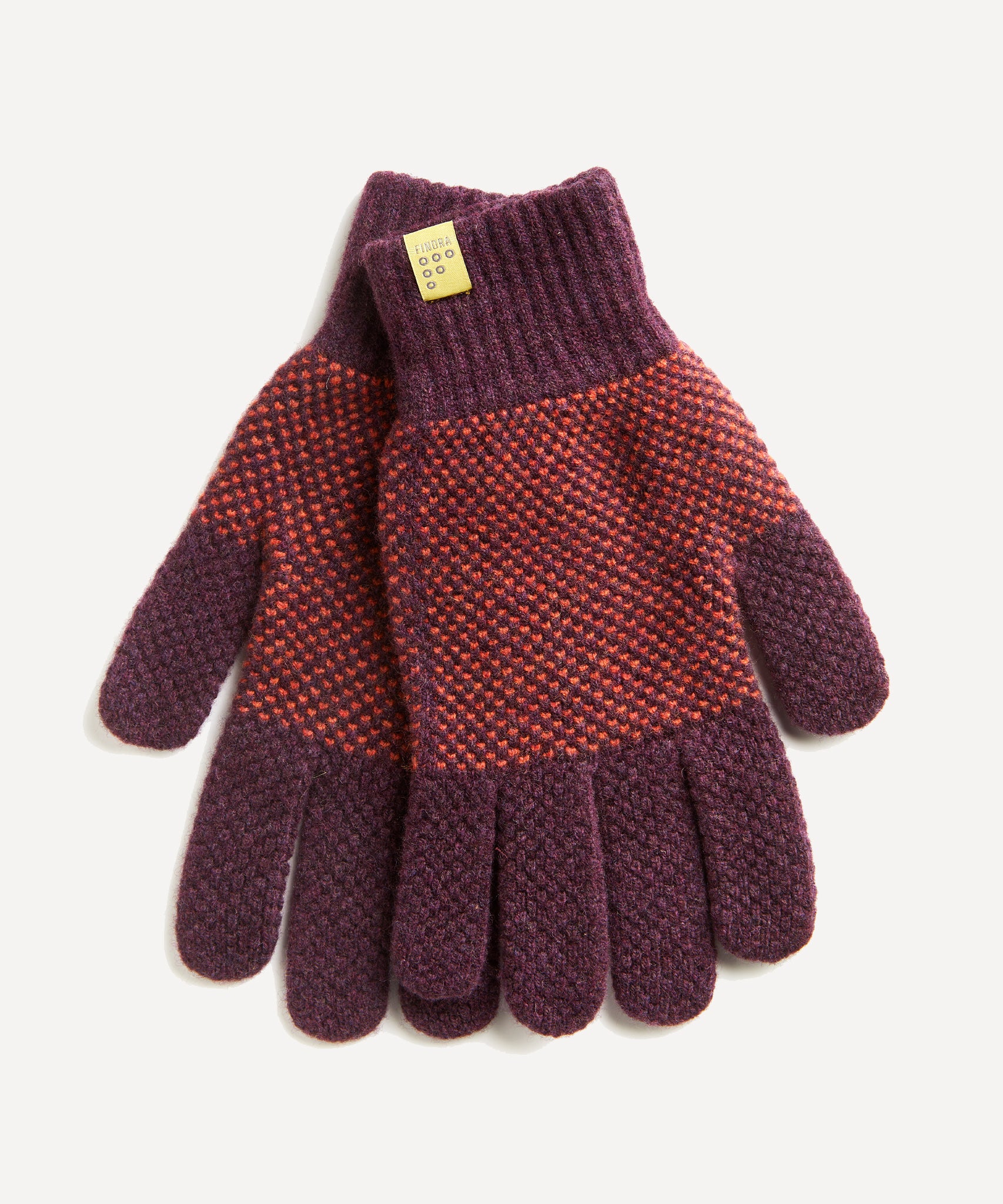 FINDRA Clothing FINDRA  Tait Lambswool Gloves Black Grape/Ember